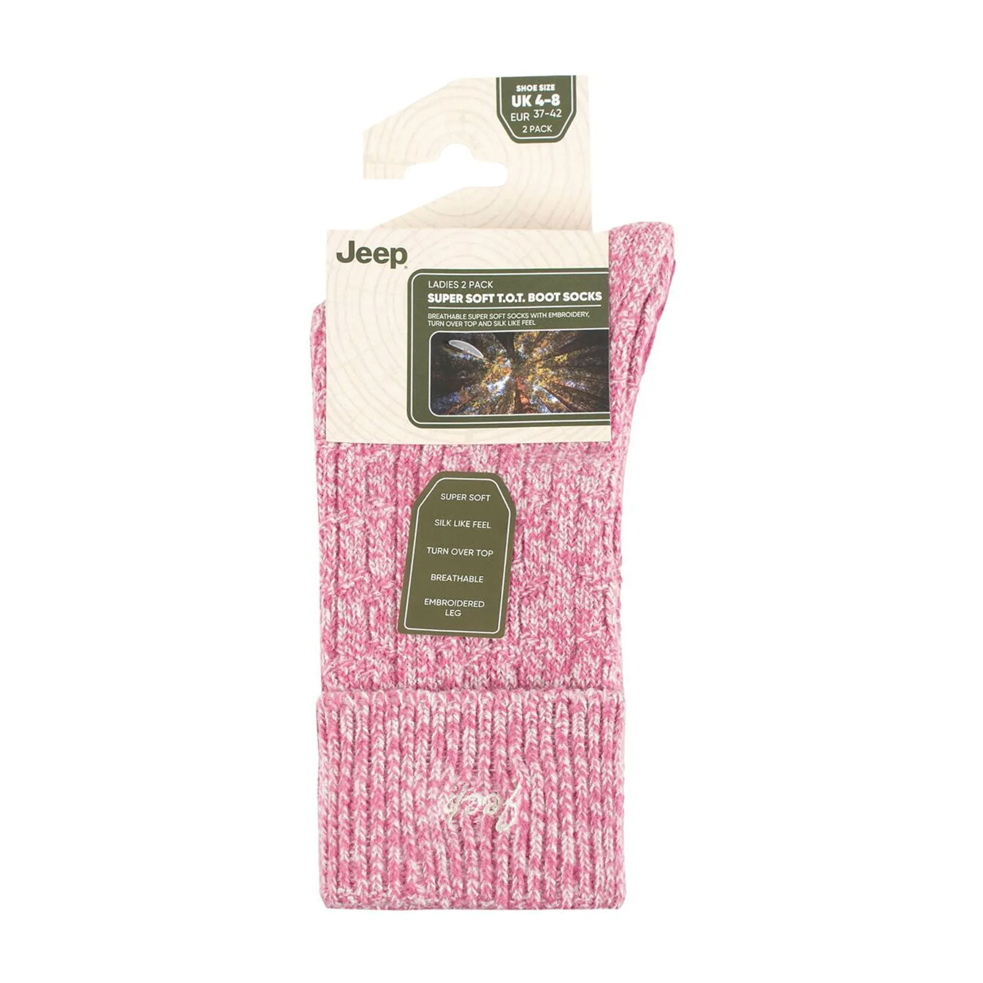2 Pack Ladies Turn Cuff Boot Socks | Performance Polyester Walking Socks