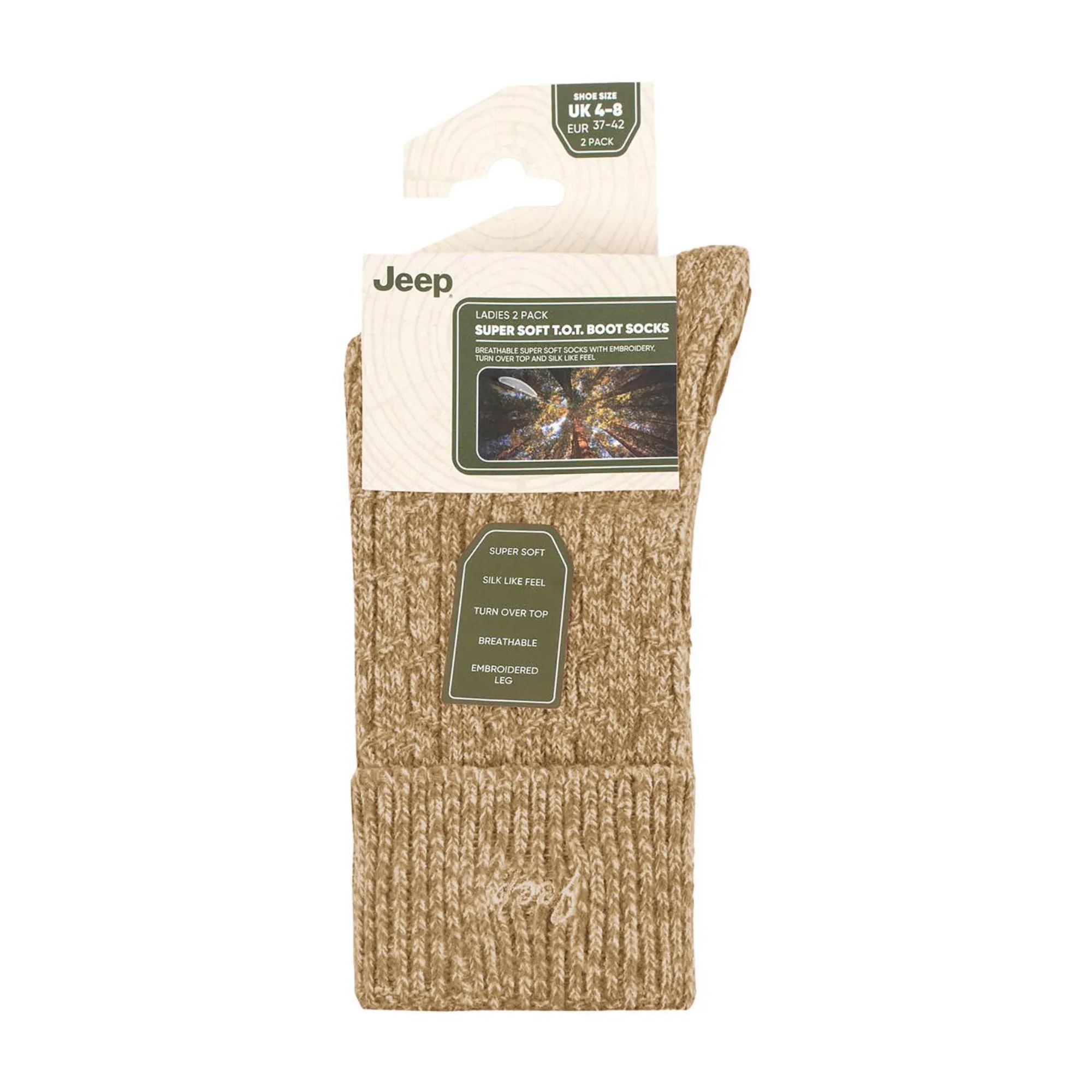 2 Pack Ladies Turn Cuff Boot Socks | Performance Polyester Walking Socks