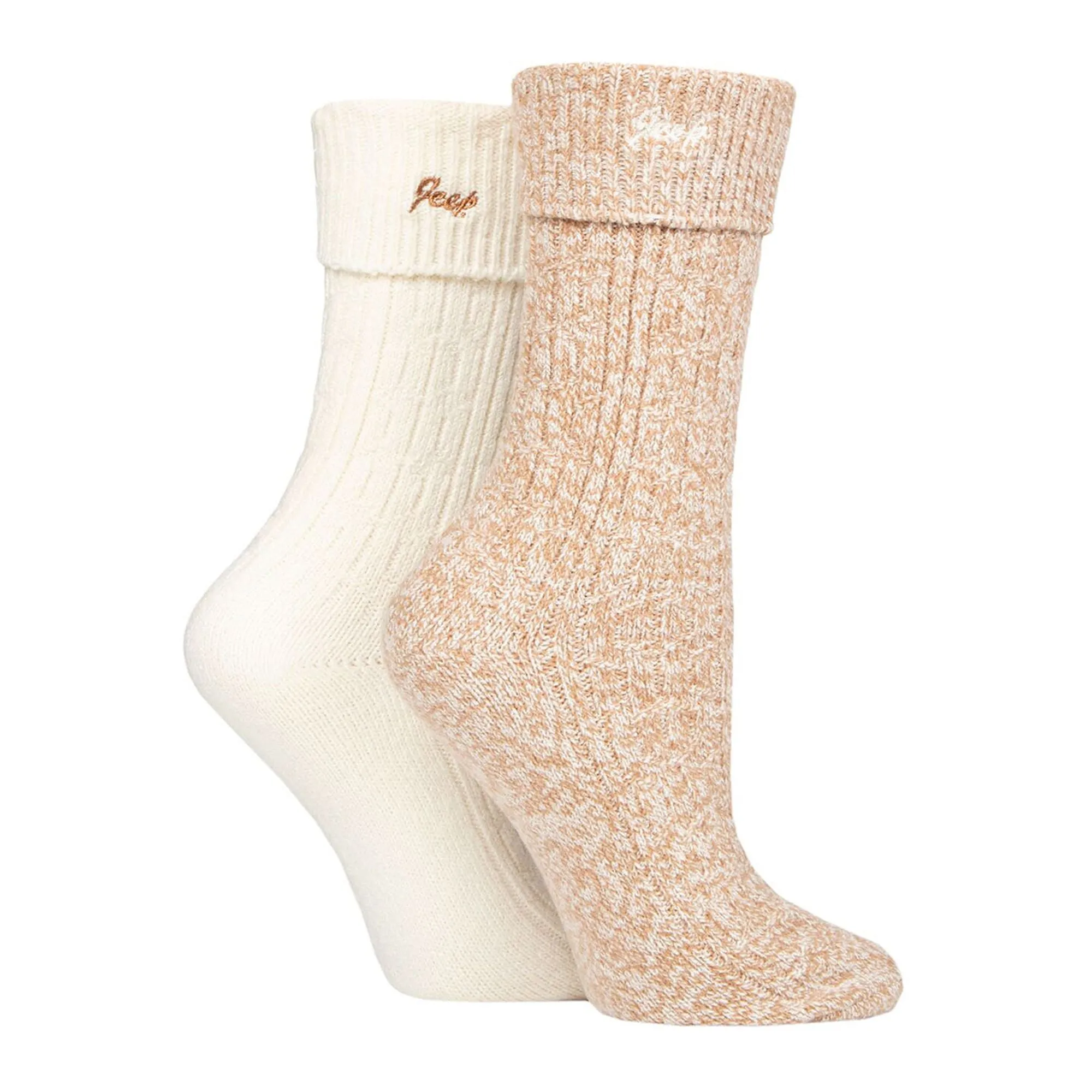 2 Pack Ladies Turn Cuff Boot Socks | Performance Polyester Walking Socks