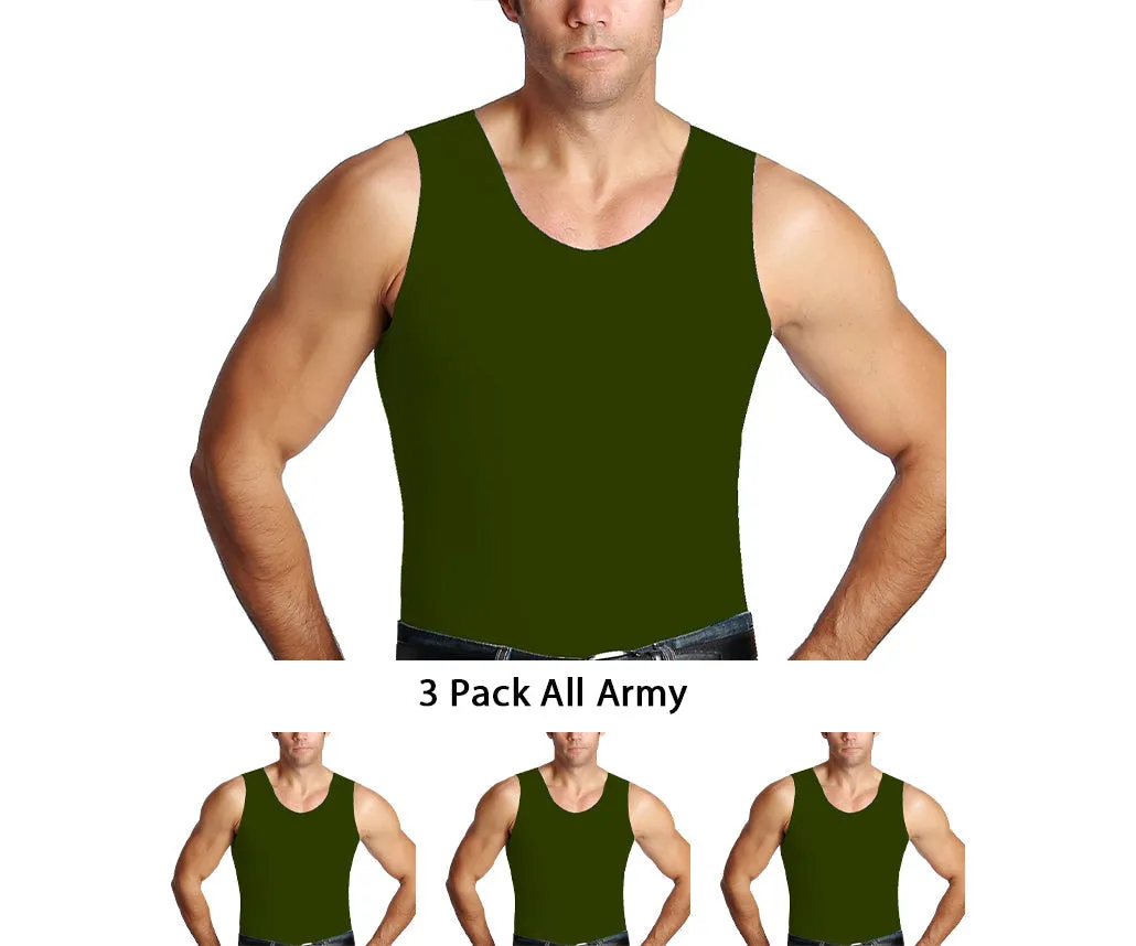 3-Pack Insta Slim Activewear Compression Muscle Tank Shirt MA0003BT by InstantFigure - InstaSlim - InstantRecoveryMD