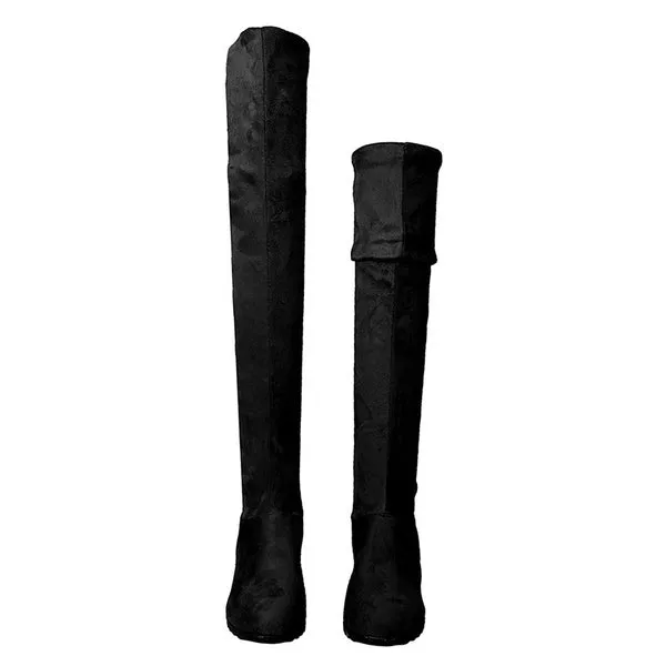 34-43 Winter Spring Ladies Flat Bottom Boots Shoes Over The Knee High Leg Suede Long Boots