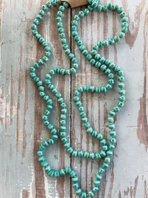 60" Bead Necklace || Frosted Turquoise Green