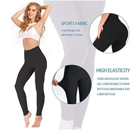 AIMILIA Butt Lifting Anti Cellulite Sexy Leggings for Women High Waisted Yoga Pants Workout Tummy Control Sport Tights Black
