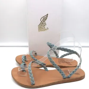 Ancient Greek Sandals Eleftheria Ankle Strap Sandals Braided Light Denim Size 38