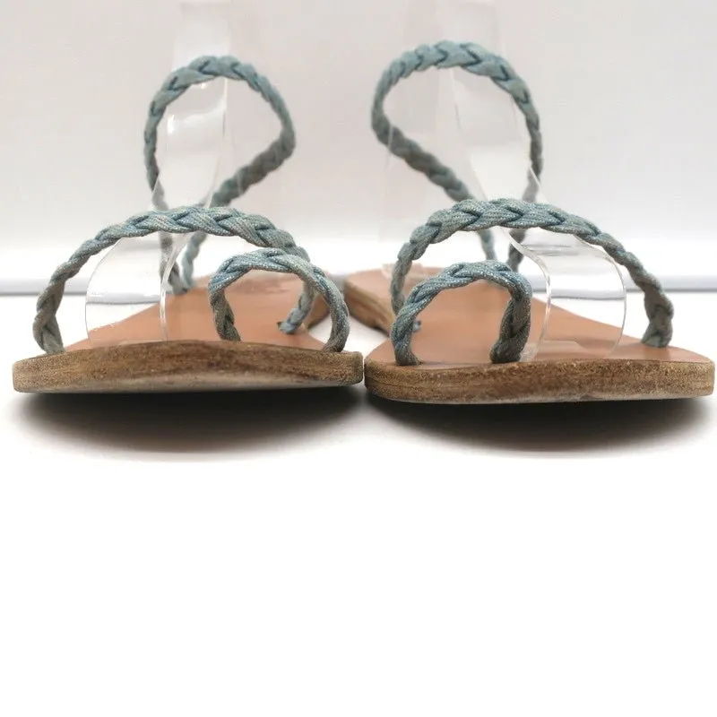 Ancient Greek Sandals Eleftheria Ankle Strap Sandals Braided Light Denim Size 38