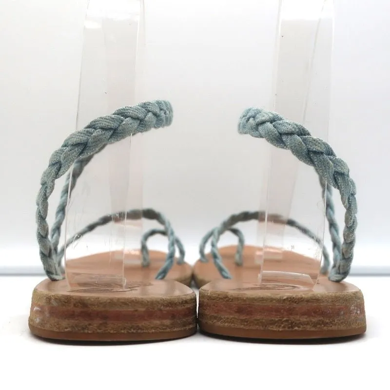 Ancient Greek Sandals Eleftheria Ankle Strap Sandals Braided Light Denim Size 38