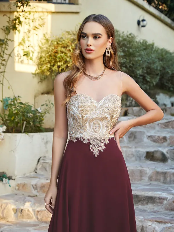 Appliques Cheap Long Prom Dresses Dusty Rose Evening Party Gown