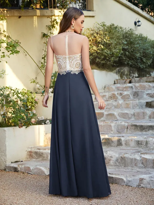Appliques Cheap Long Prom Dresses Dusty Rose Evening Party Gown