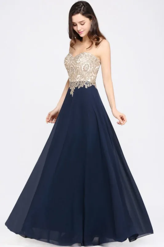 Appliques Cheap Long Prom Dresses Dusty Rose Evening Party Gown