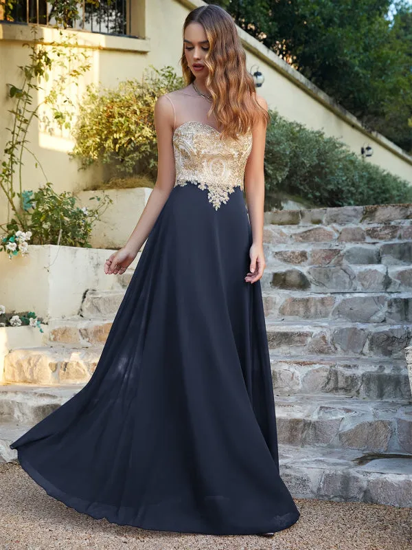 Appliques Cheap Long Prom Dresses Dusty Rose Evening Party Gown