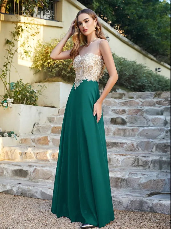 Appliques Cheap Long Prom Dresses Dusty Rose Evening Party Gown