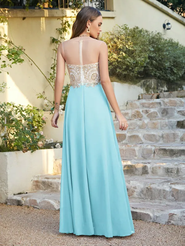 Appliques Cheap Long Prom Dresses Dusty Rose Evening Party Gown