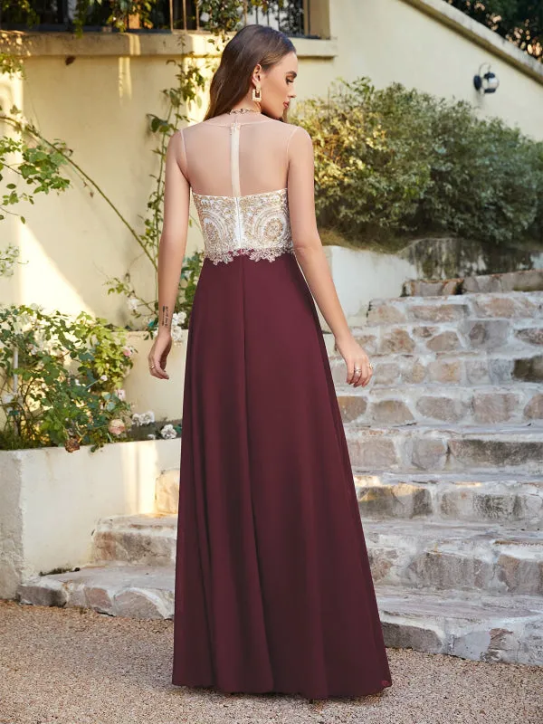 Appliques Cheap Long Prom Dresses Dusty Rose Evening Party Gown