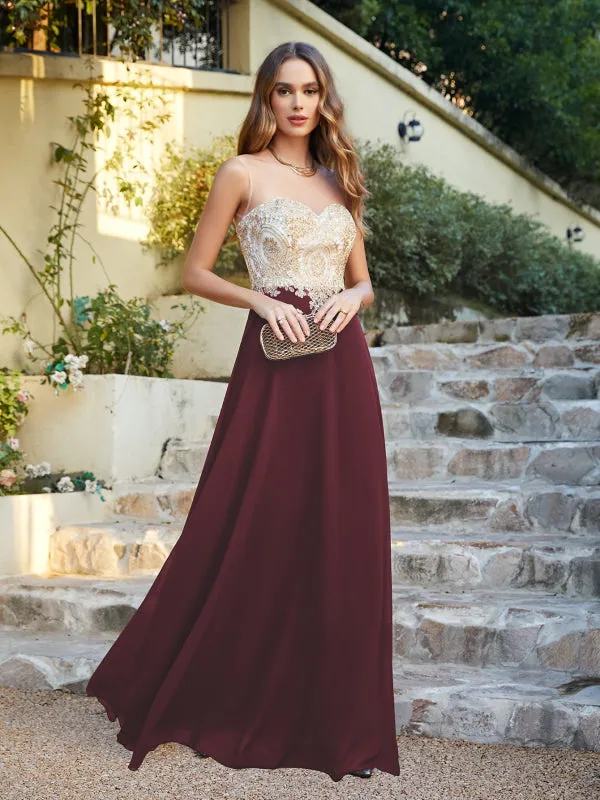 Appliques Cheap Long Prom Dresses Dusty Rose Evening Party Gown