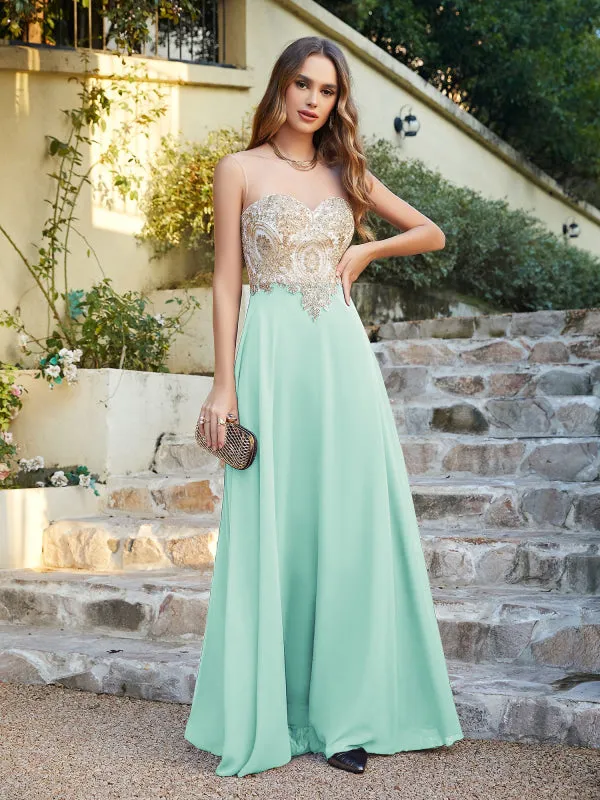 Appliques Cheap Long Prom Dresses Dusty Rose Evening Party Gown