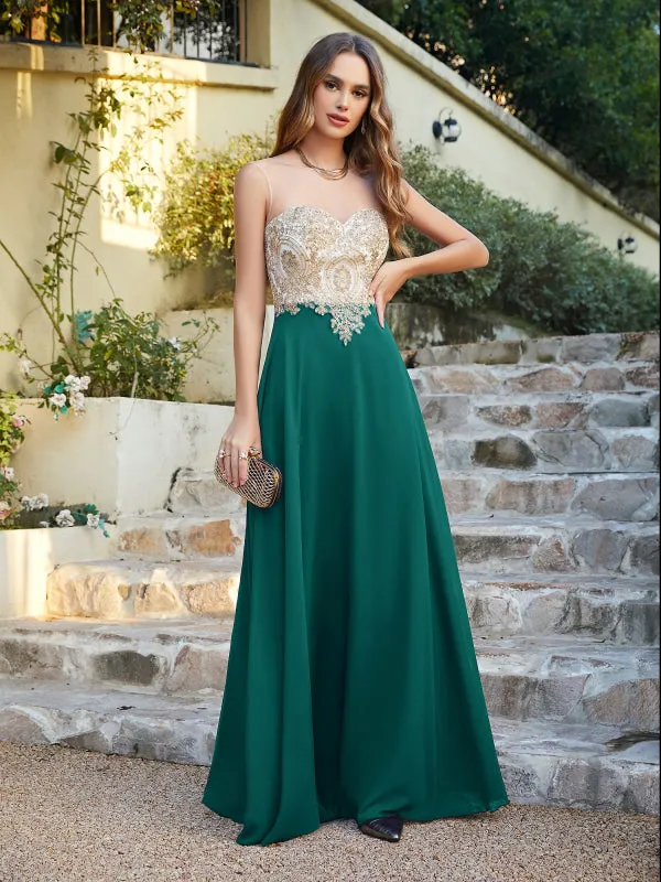 Appliques Cheap Long Prom Dresses Dusty Rose Evening Party Gown
