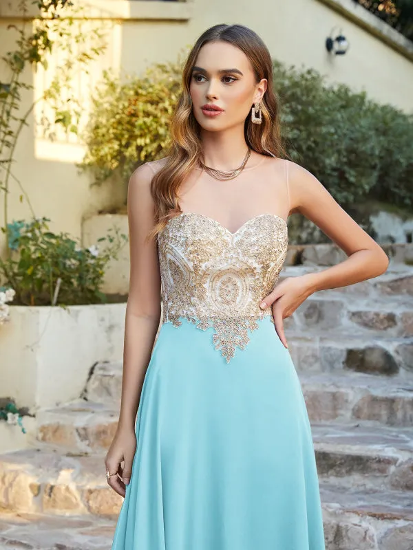 Appliques Cheap Long Prom Dresses Dusty Rose Evening Party Gown
