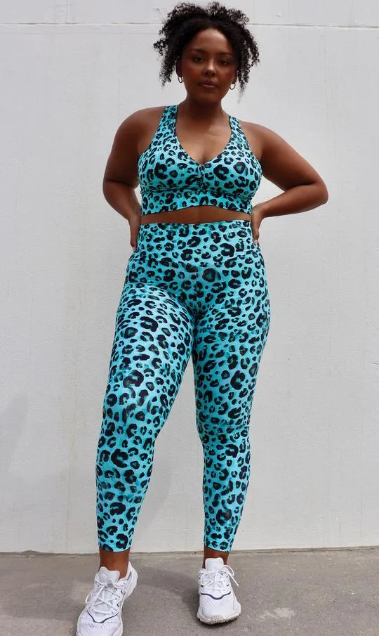 Aqua Leopard Eco Scrunch Bum Leggings