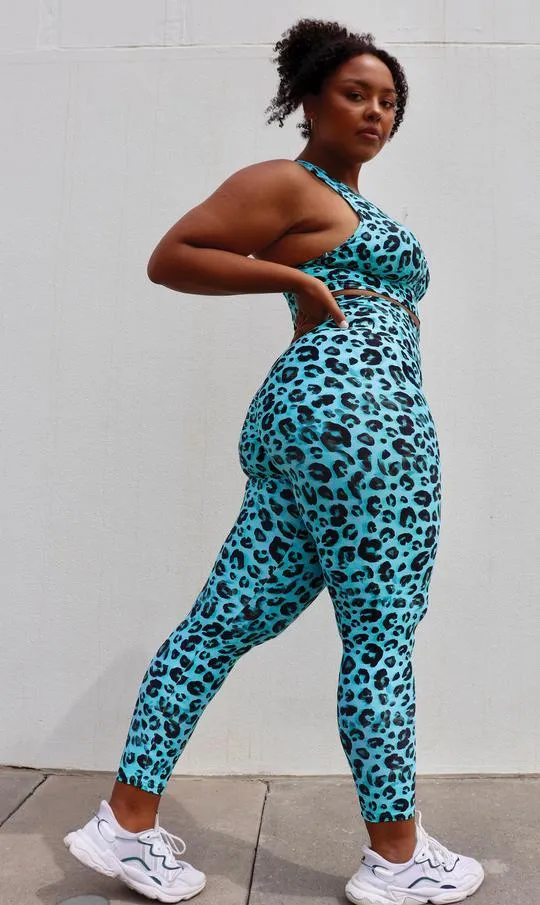 Aqua Leopard Eco Scrunch Bum Leggings