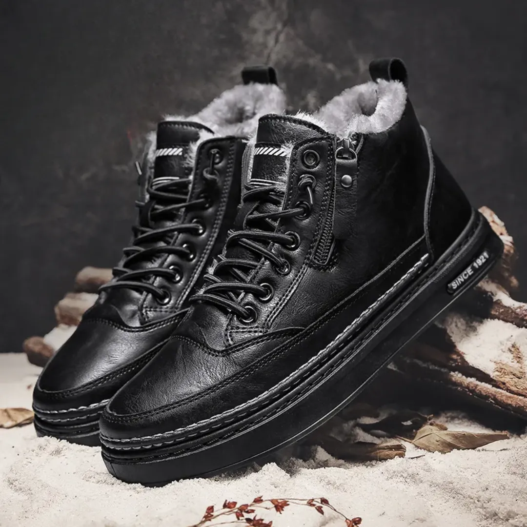 Austin | Wide-fit Leather with Fur Lining Winter Boots for Men