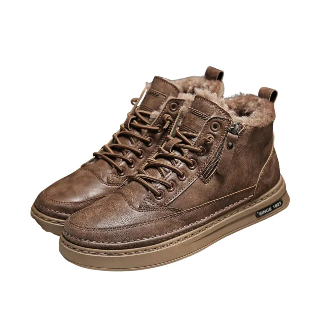 Austin | Wide-fit Leather with Fur Lining Winter Boots for Men