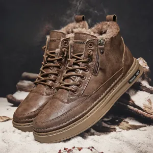 Austin | Wide-fit Leather with Fur Lining Winter Boots for Men