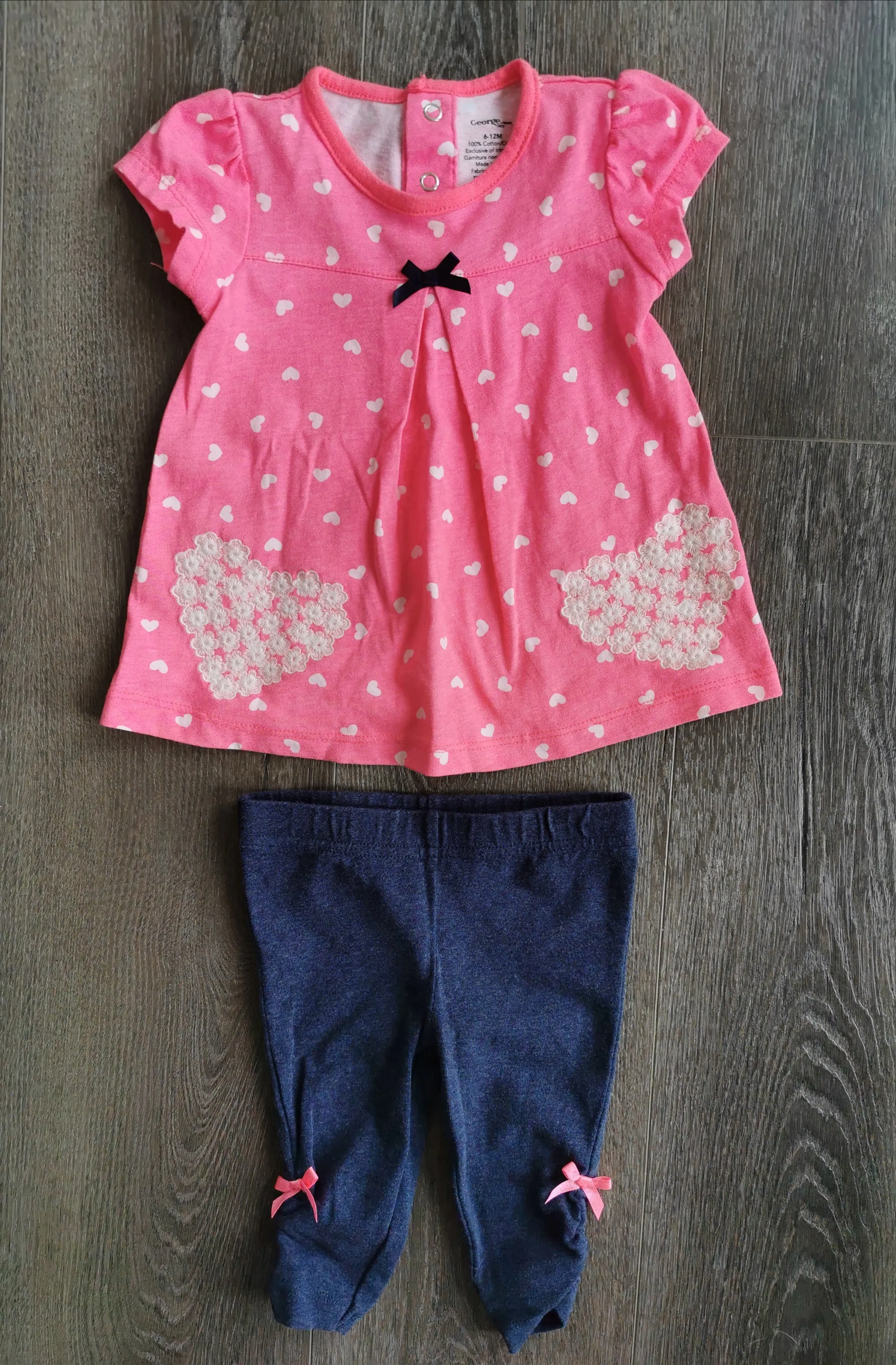 BABY GIRL SIZE 6/12 MONTHS - GEORGE, Matching 2 Piece Outfit NWOT B36