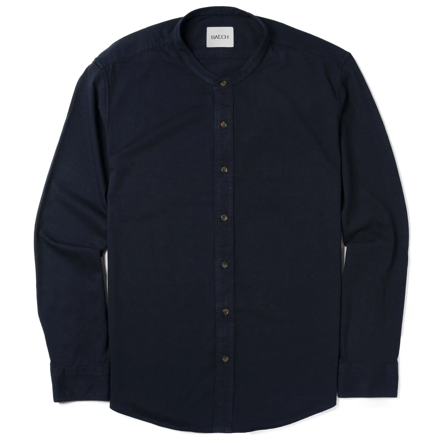 Band Collar T-Shirt Shirt - Dark Navy Cotton Jersey
