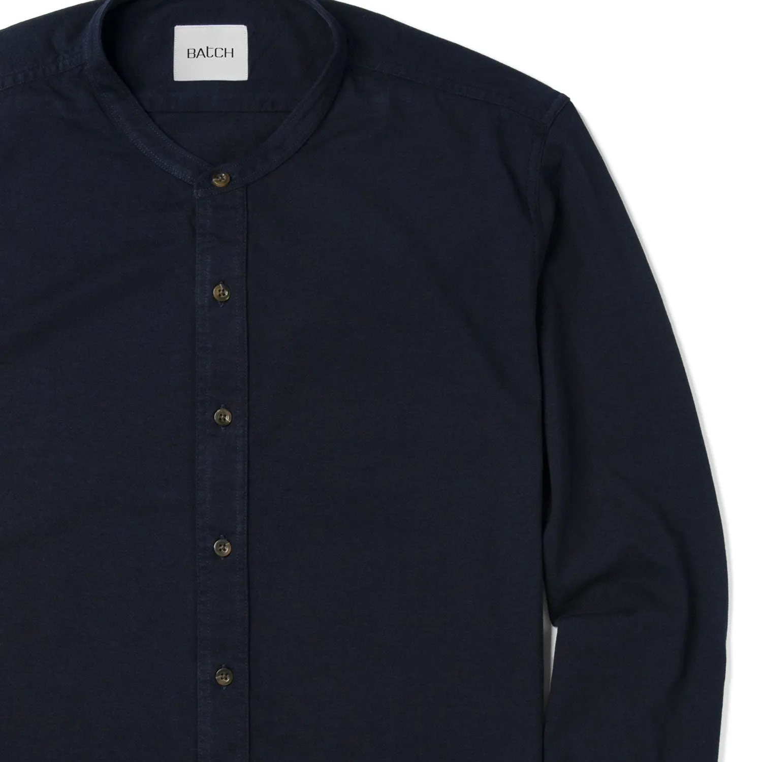 Band Collar T-Shirt Shirt - Dark Navy Cotton Jersey