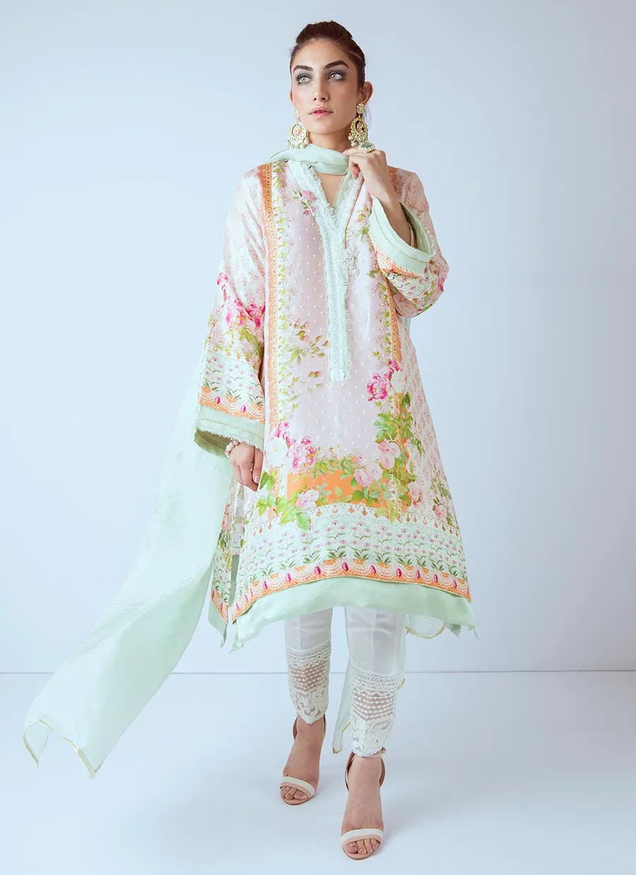 Beautiful Pakistani printed dress in lavish pink color # P2275