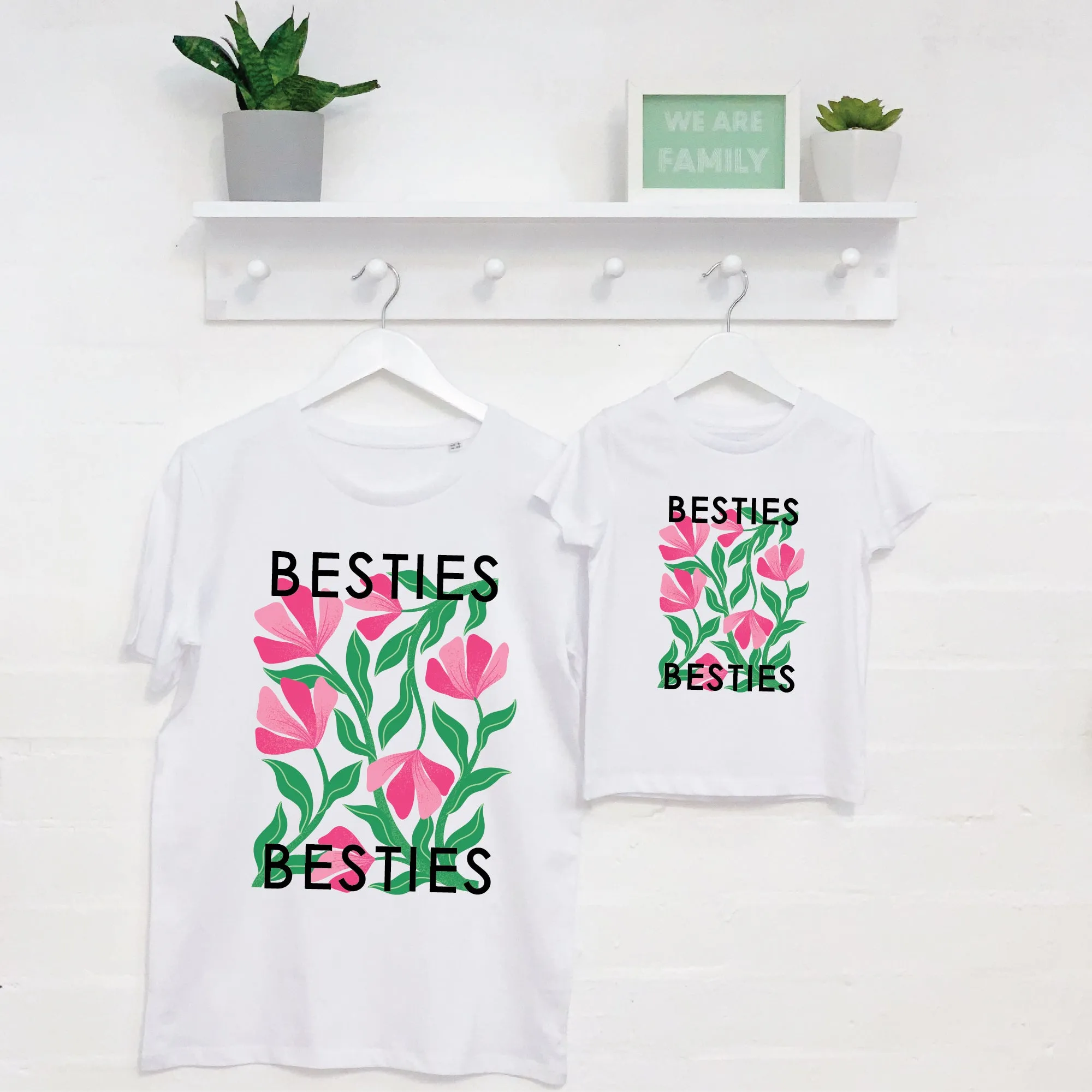 Besties Mum And Daughter Floral T Shirt Set