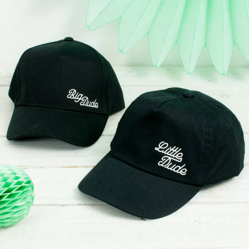 Big Dude Little Dude Retro Father And Son Baseball Caps
