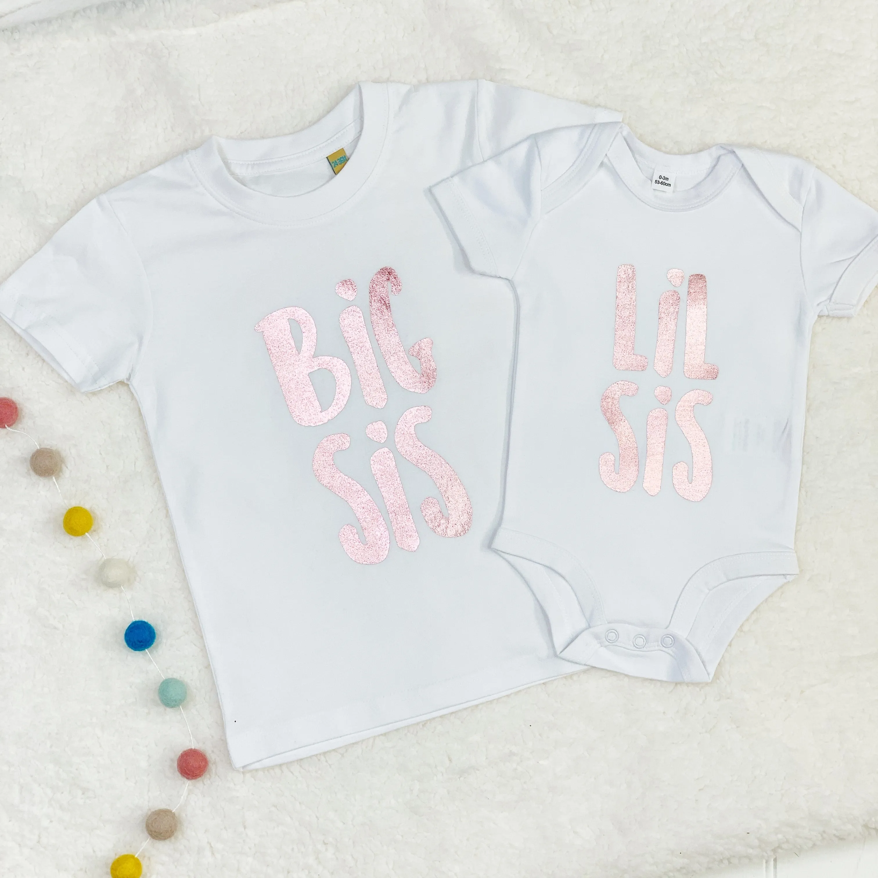 Big Sis Lil Sis Matching T Shirt Set Rose Gold
