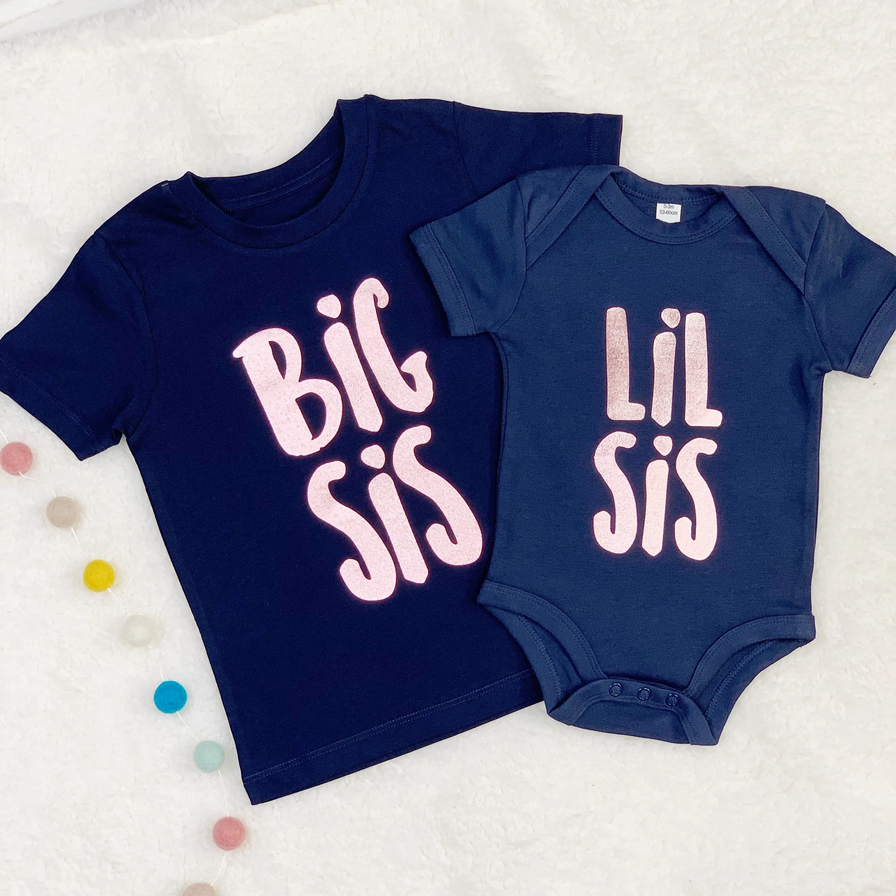 Big Sis Lil Sis Matching T Shirt Set Rose Gold