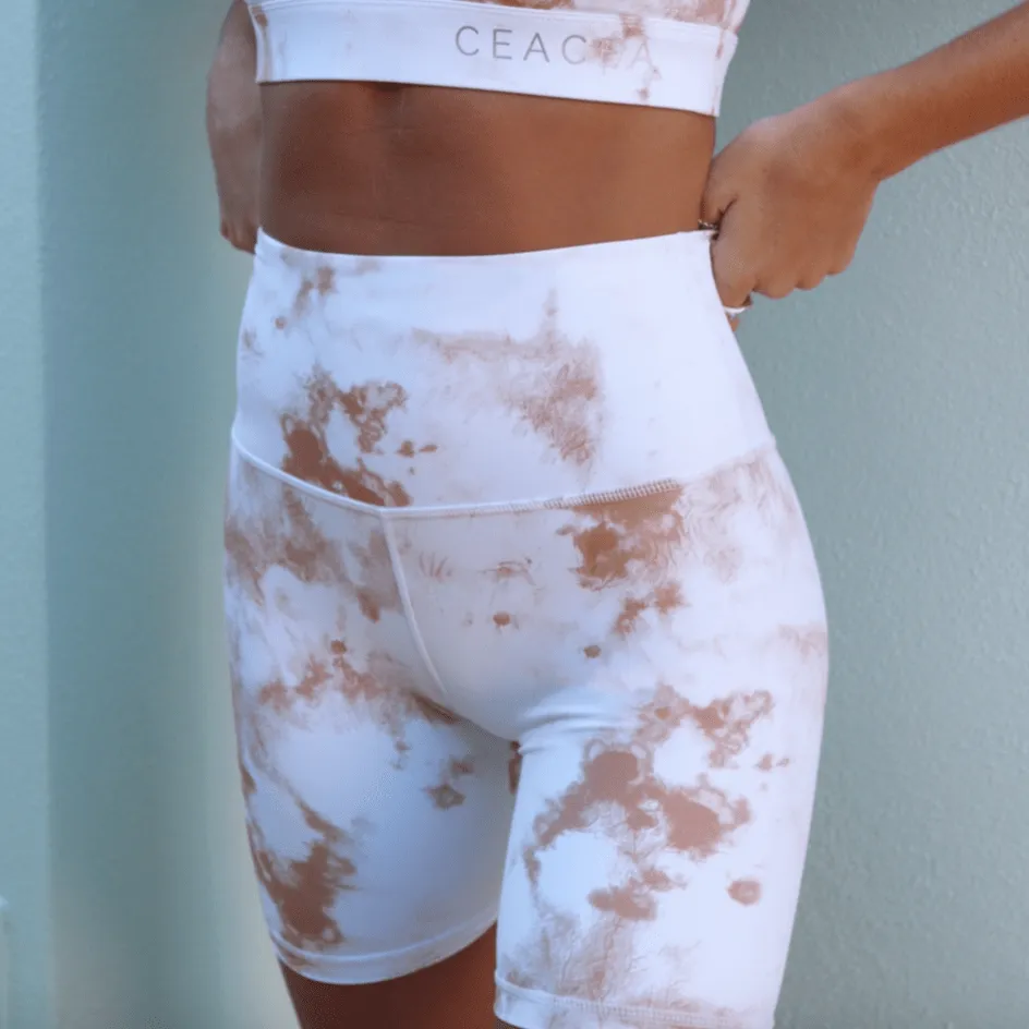 Biker Shorts - White Tie Die