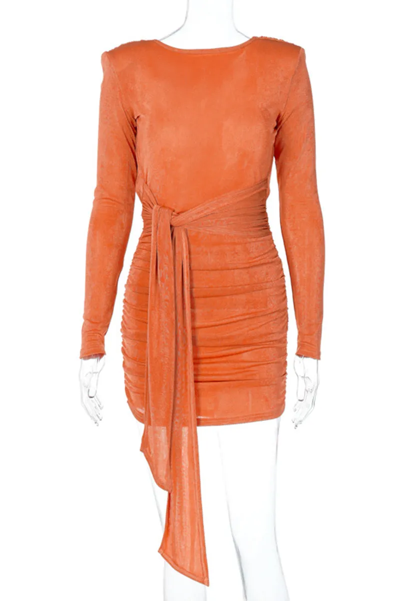 BK0331 Open Back Ruched Short Dress