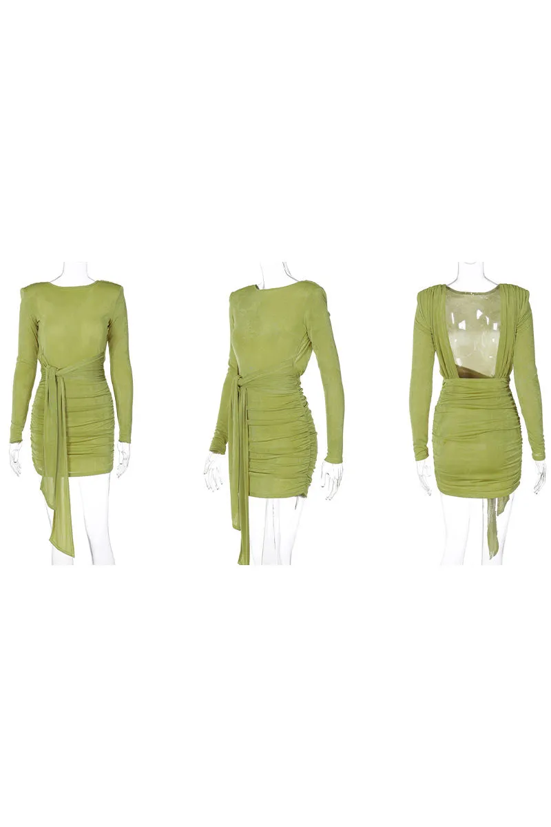 BK0331 Open Back Ruched Short Dress