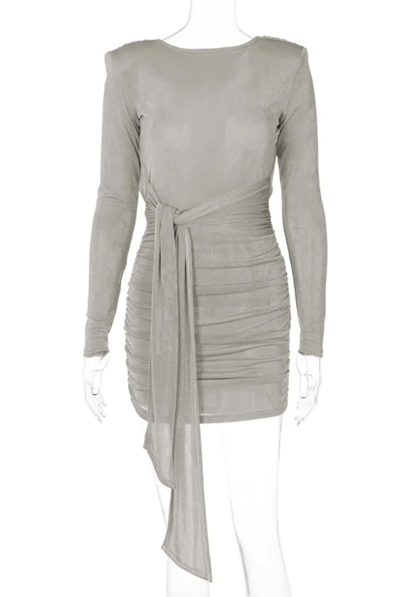 BK0331 Open Back Ruched Short Dress
