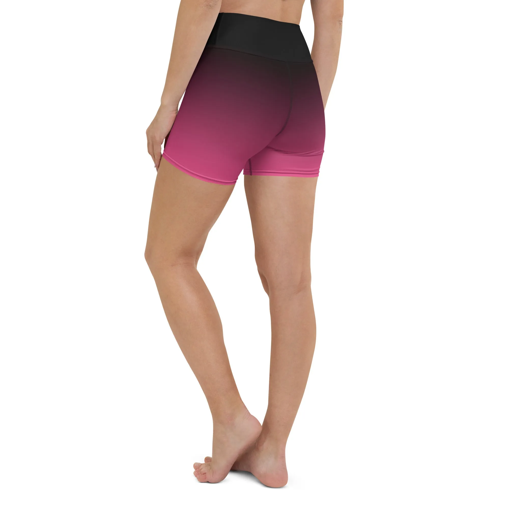 Black and Pink Ombre Yoga Shorts