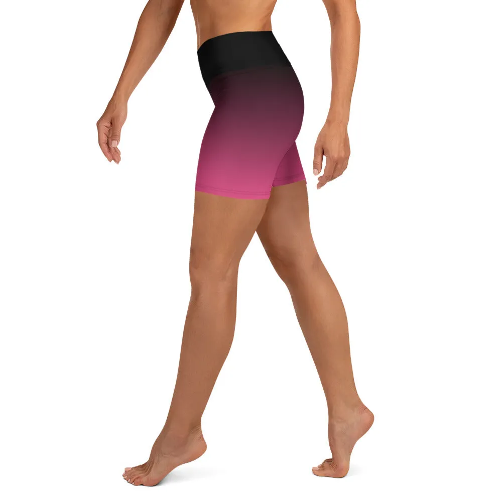 Black and Pink Ombre Yoga Shorts