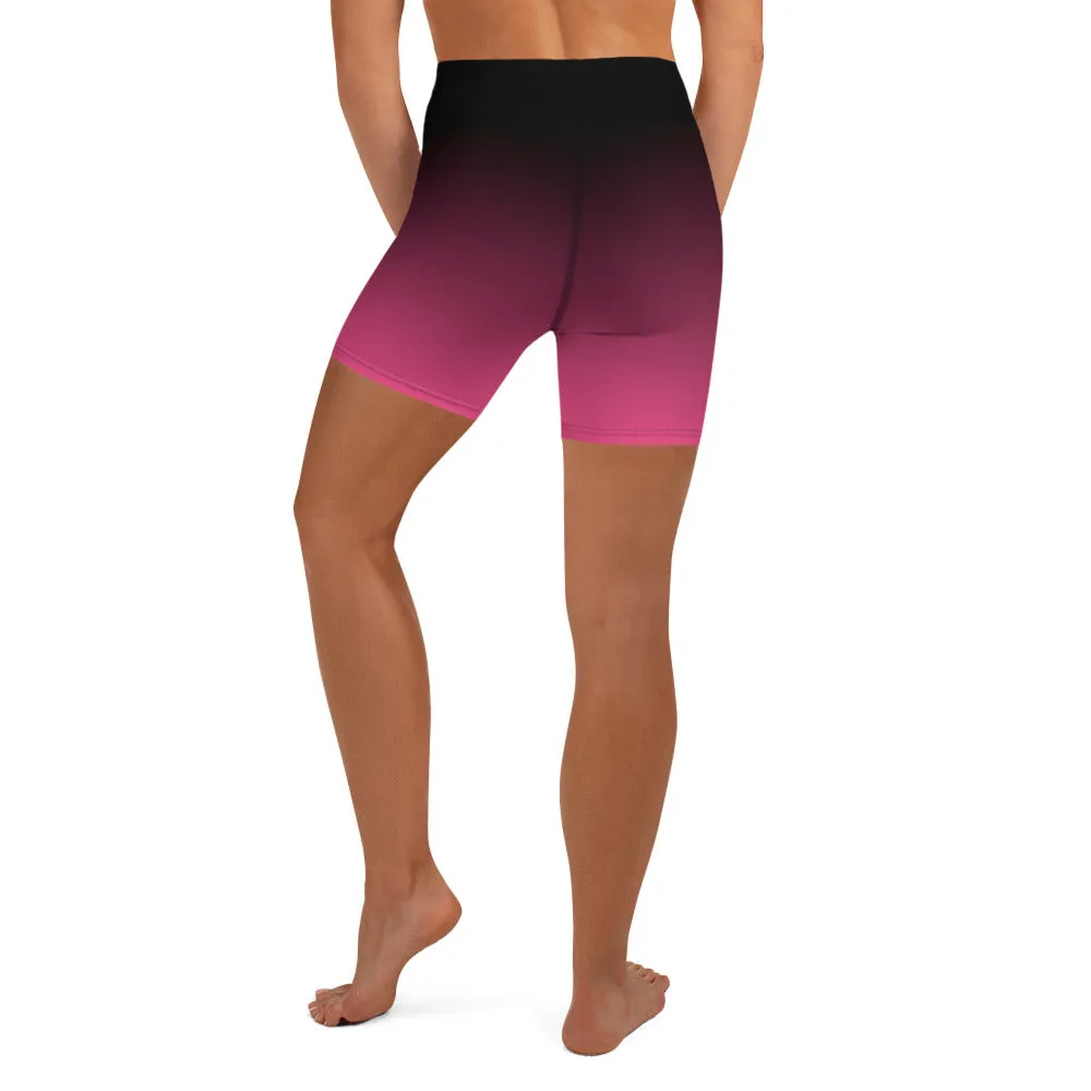 Black and Pink Ombre Yoga Shorts