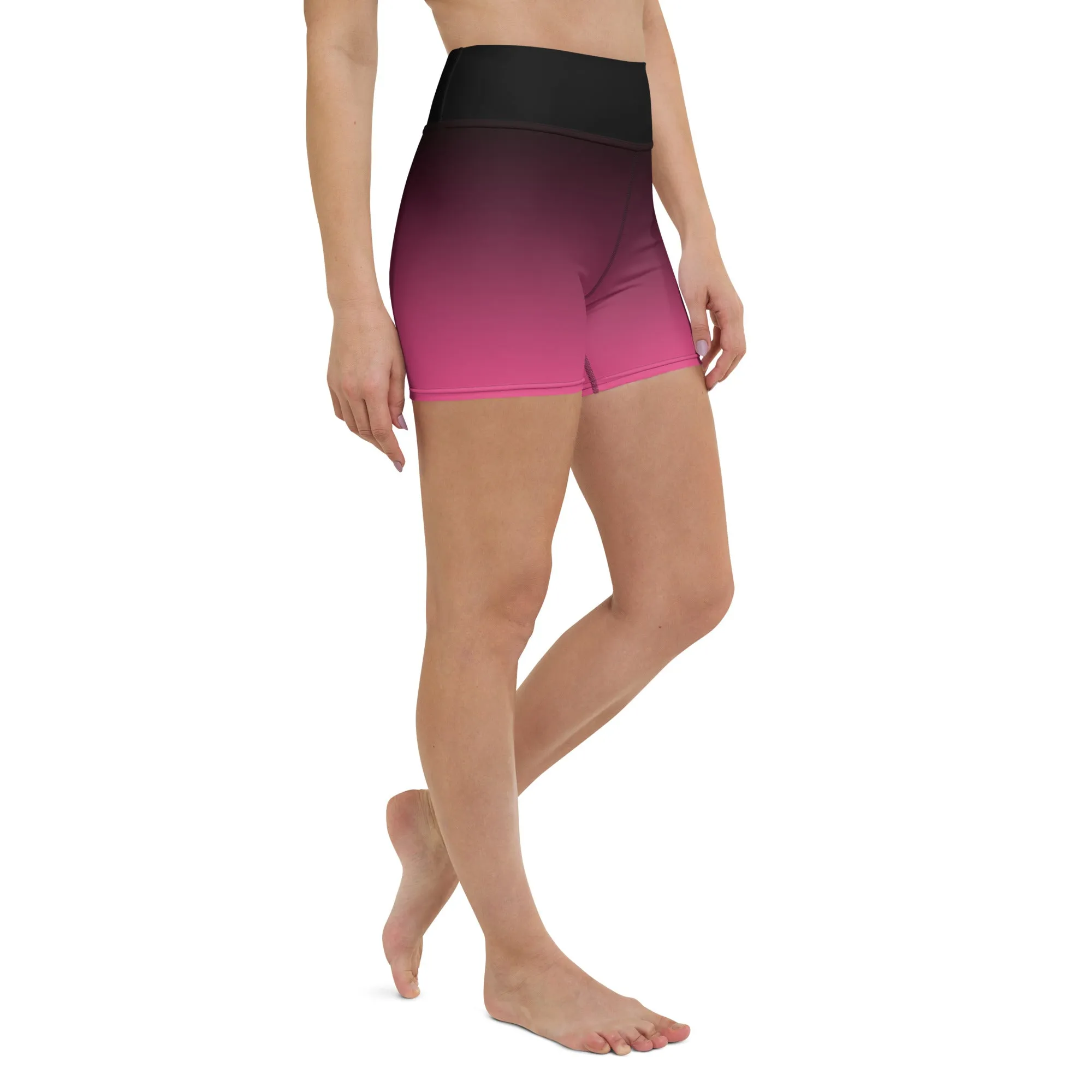 Black and Pink Ombre Yoga Shorts