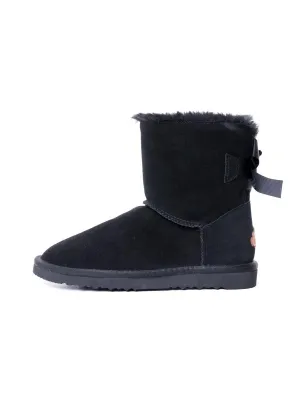 Black Bow Detail Sheepskin Winter Boots