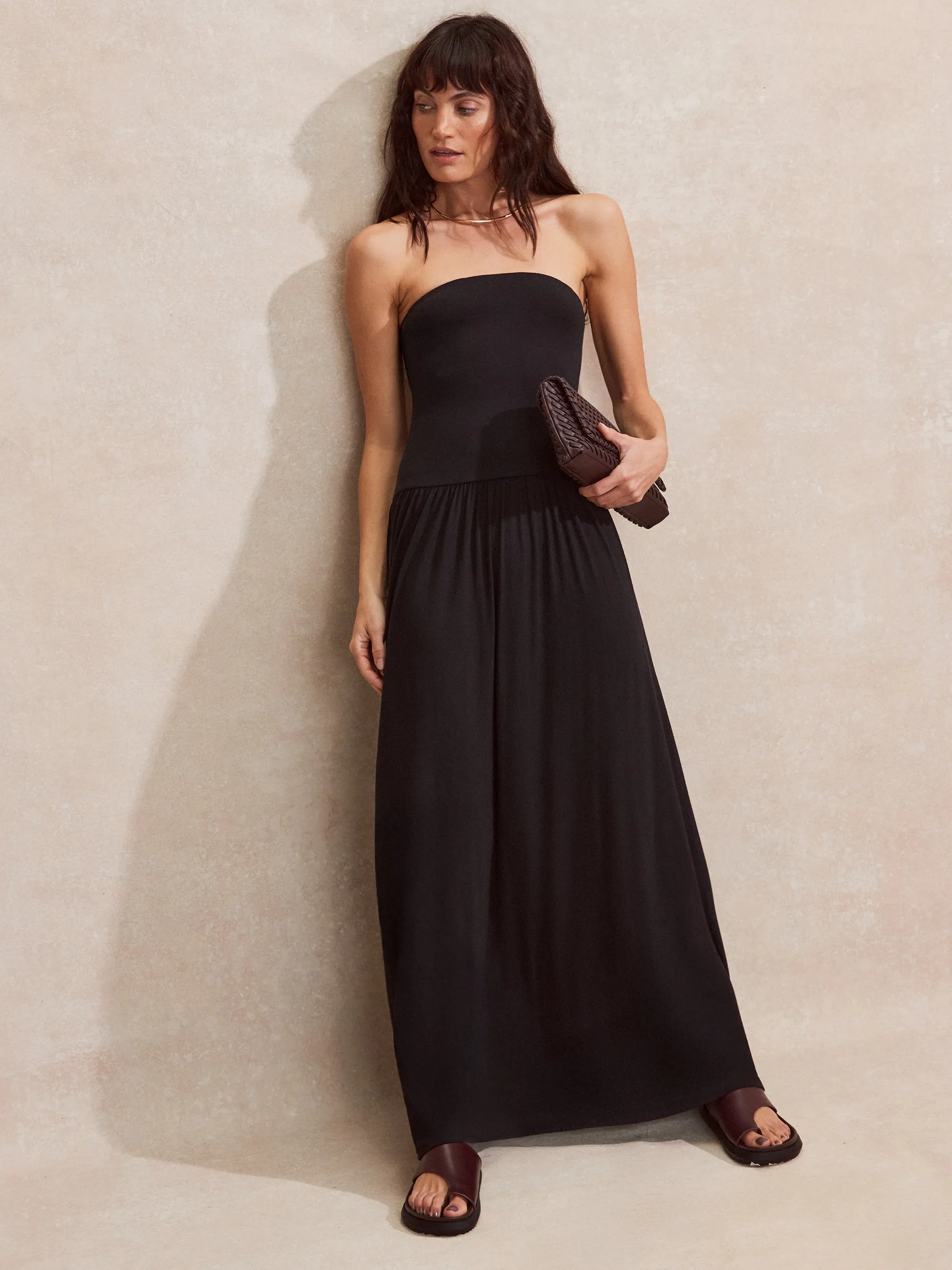 Black Jersey Bandeau Dress