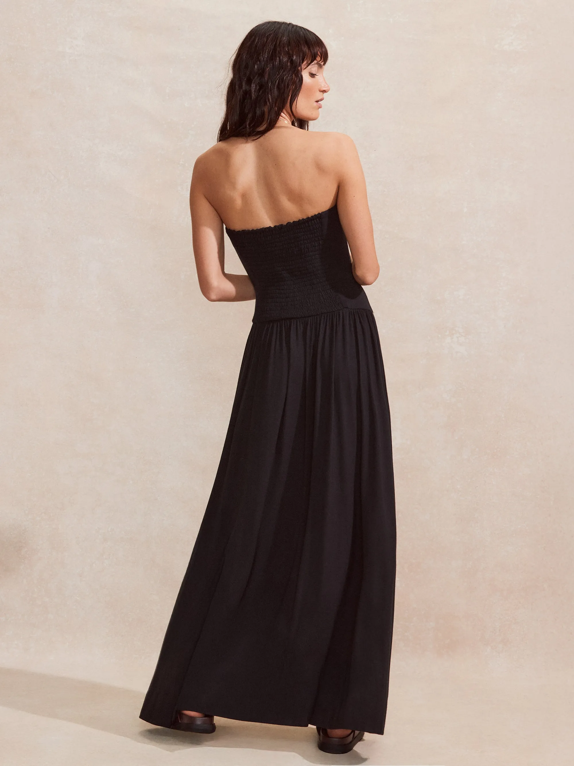 Black Jersey Bandeau Dress
