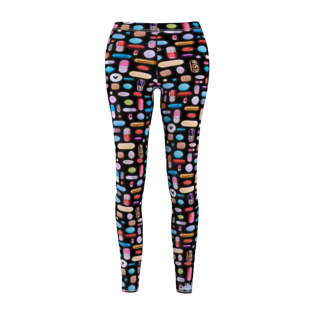 Black Rainbow Pill Grid Women's Leggings