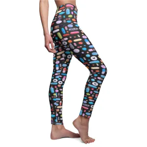 Black Rainbow Pill Grid Women's Leggings