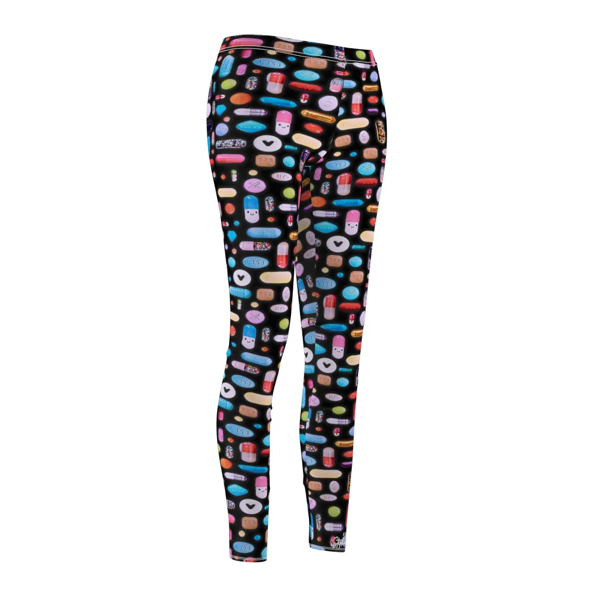 Black Rainbow Pill Grid Women's Leggings