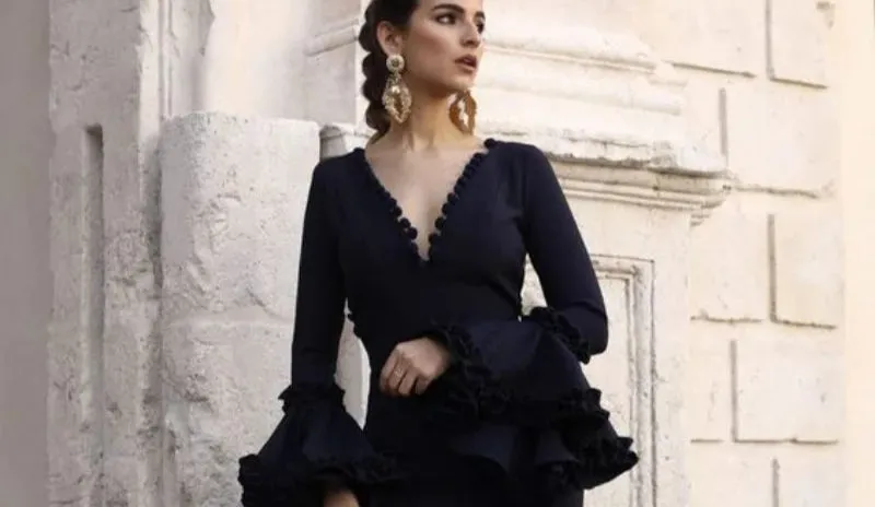 Black Spanish Flamenco Mermaid Prom Dress