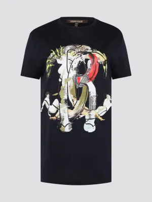Black Statement Logo Print T-Shirt Dress